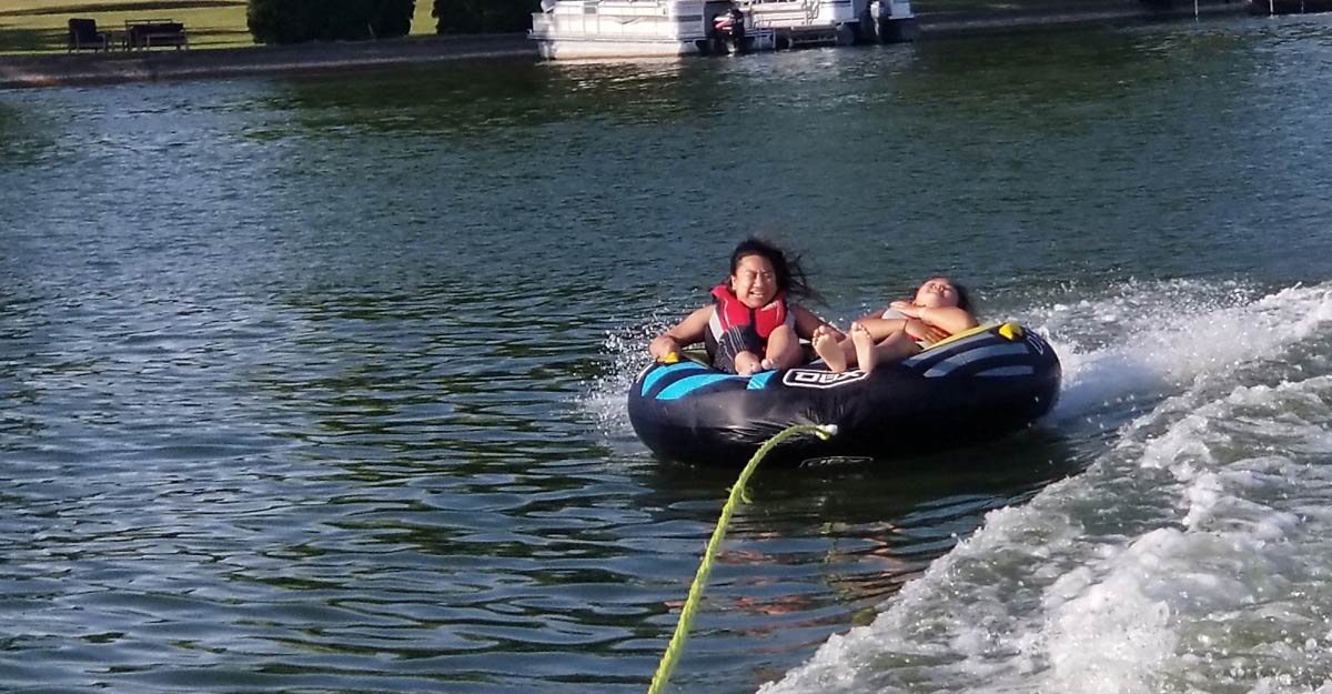 Kids having fun tubing